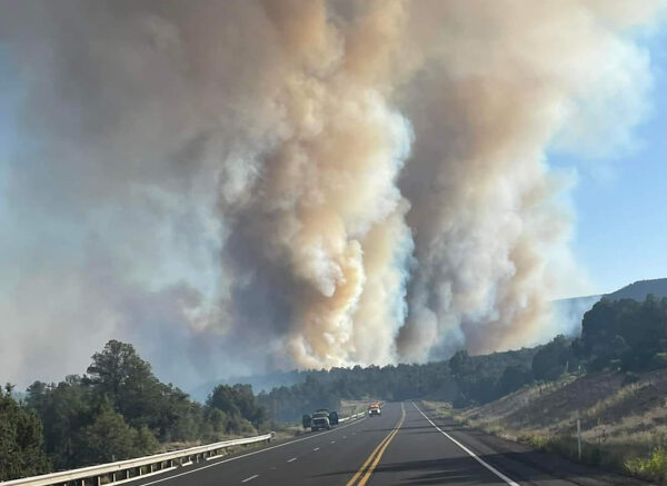 Flying V Fire near Cibecue, AZ: PHOTO Credit BIA Fort Apache Agency