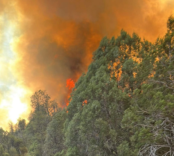 Flying V Fire burning near Cibeque AZ: PHOTO BIA Fort Apache Agency