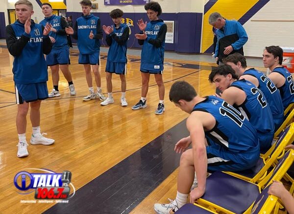 Snowflake Boys prepare for starting lineups at Blue Ridge High School earlier this year.