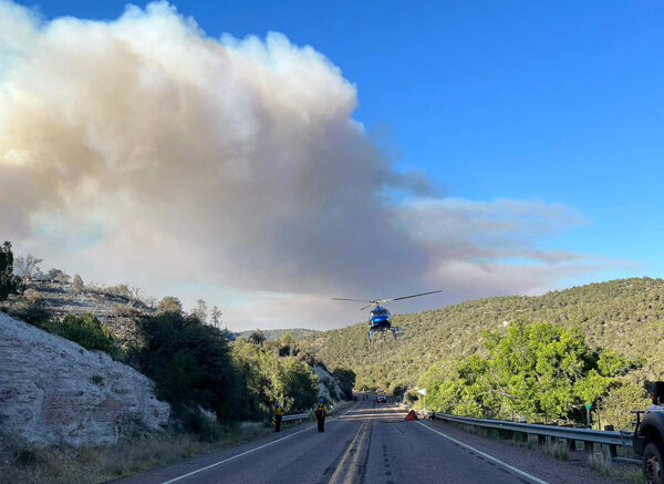 Helicopter woks the Flying V Fire . PHOTO credit: BIA Fort Apache Agency